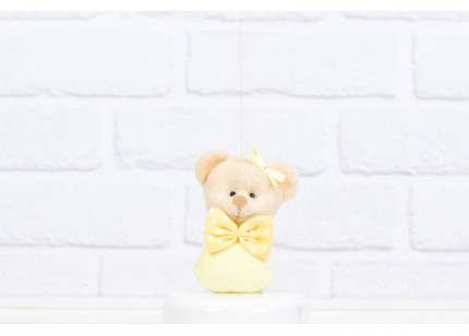 Urso Bebê 7 cm poá amarelo...
